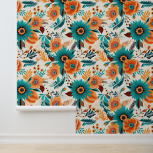 Papel Pintado Flor de estampado floral enlosada