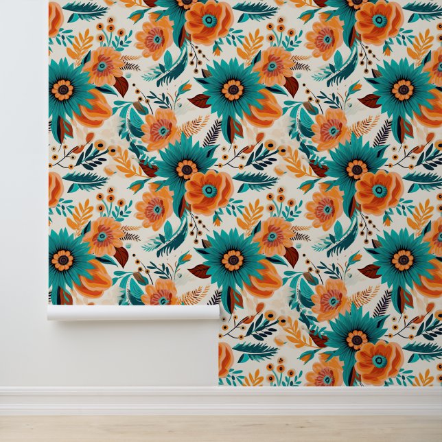Papel Pintado Flor de estampado floral enlosada (Solicitud)
