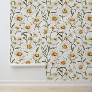 Papel Pintado Flor de Margarita Flor Blanca