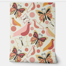 Papel Pintado Flor de mariposa boho
