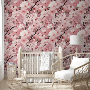 Papel Pintado Flor de Moda de cerezo rosado brillante