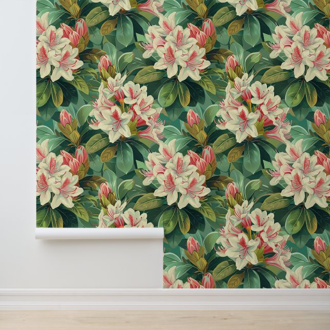 Papel Pintado Flor de rododendros cremosos con pétalos (Solicitud)