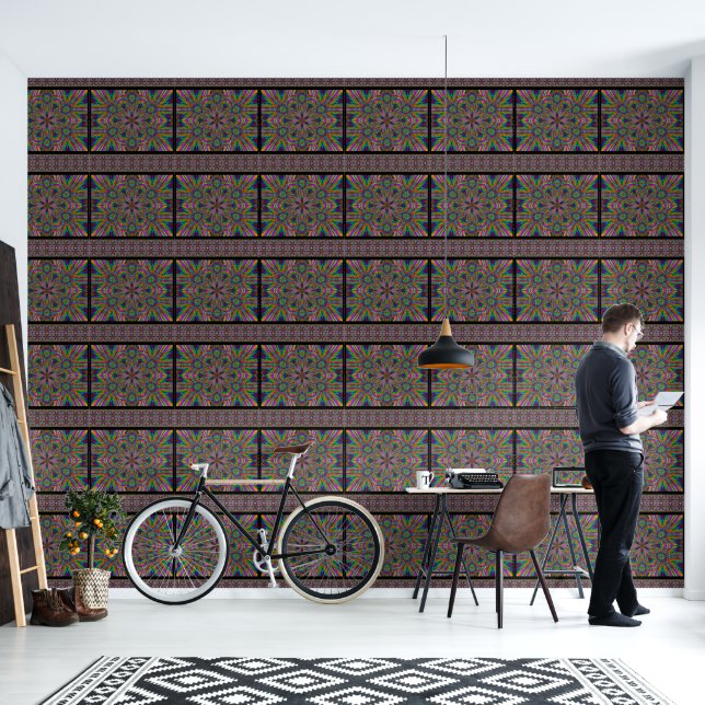 Papel Pintado Flor de viaje psicodélica (Sala de estar)