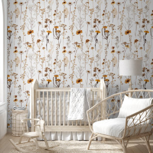 Papel Pintado Flor de Vintage Retro Elegante