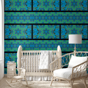 Papel Pintado Flor en azul