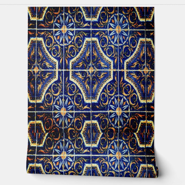 Papel Pintado Flor floral azul (Desenrollar)