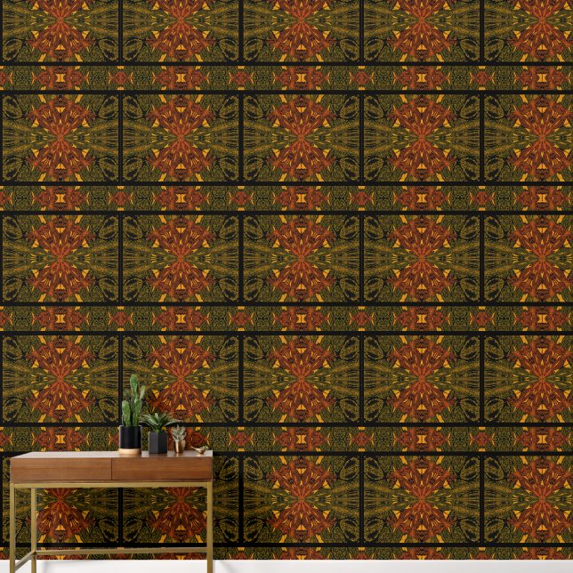 Papel Pintado Flor naranja en el verde (Pasillo)