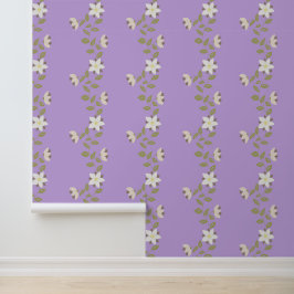 Papel Pintado Flor ondulada Boho vierte en morado