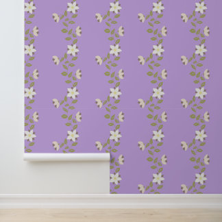 Papel Pintado Flor ondulada Boho vierte en morado