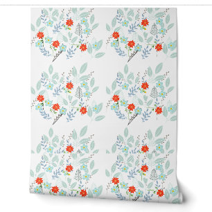 Papel Pintado Flor Roja + Hojas