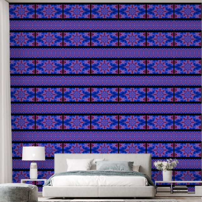Papel Pintado Flor Rojo En El Azul 3 (Dormitorio)