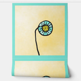 Papel Pintado flor sencilla azul y amarilla