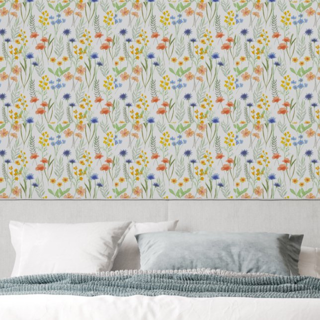 Papel Pintado Flor Silvestre Acuarela Naranja Amarillo Azul (Subido por el creador)