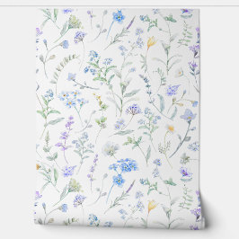 Papel Pintado Flor silvestre acuarela púrpura azul