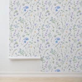 Papel Pintado Flor silvestre acuarela púrpura azul
