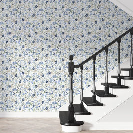 Papel Pintado Flor silvestre de acuarela azul