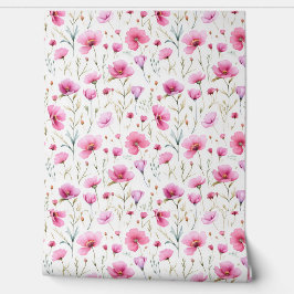 Papel Pintado Flor silvestre de acuarela rosa