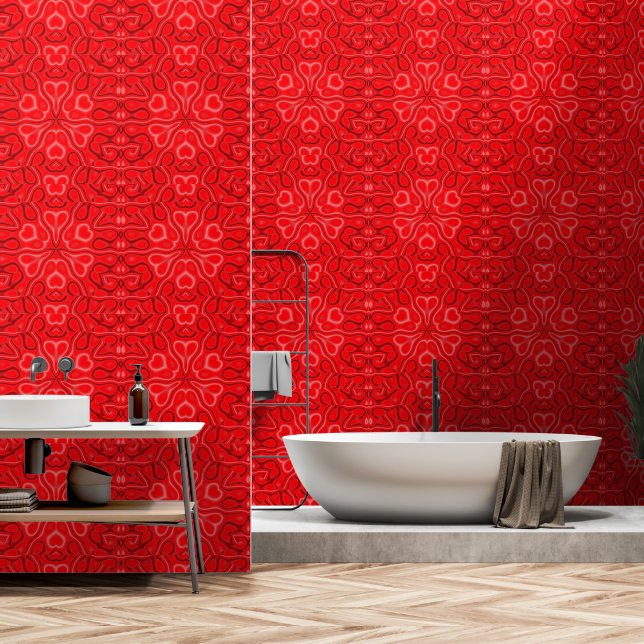 Papel Pintado Flor silvestre de California en rojo y rosa (Baño)