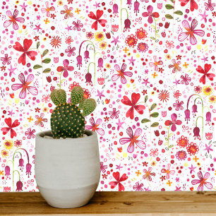 Papel Pintado Flor silvestre floral moderna de acuarela brillant