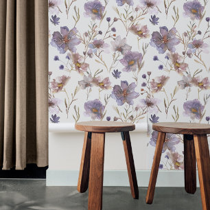 Papel Pintado Flor silvestre púrpura acuarela