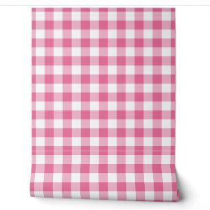Papel Pintado Flor Vichy Rosa Cuadro Verde Plaid Búfalo