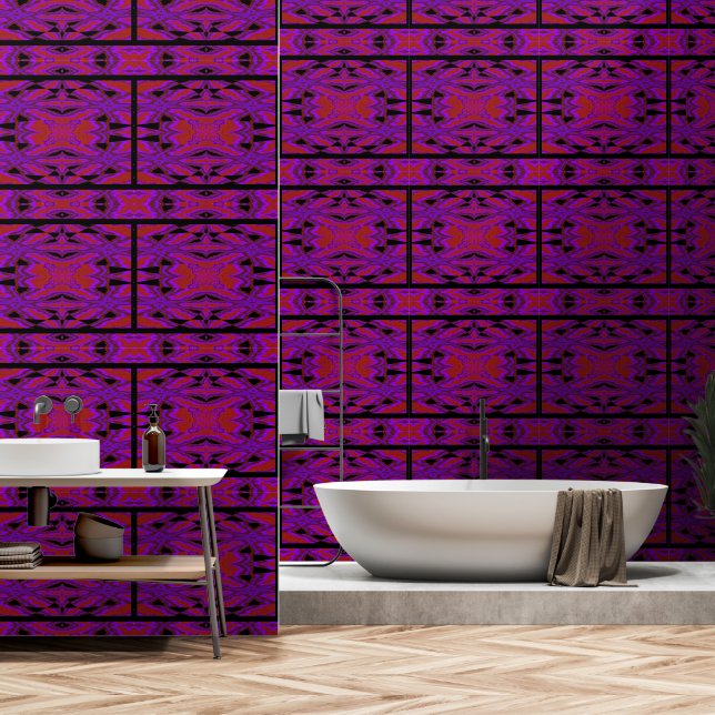 Papel Pintado Flor violeta de viento 4 (Baño)