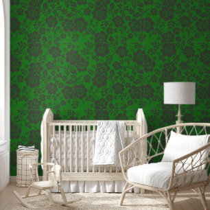 Papel Pintado Flor y palo verde verde y sabio