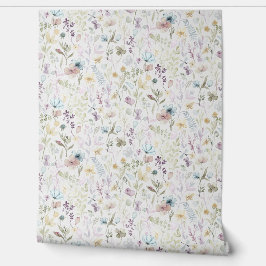 Papel Pintado Flora de primavera y fauna acuarela floral