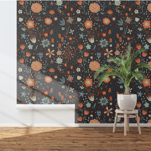 Papel Pintado Flora oscura moderna