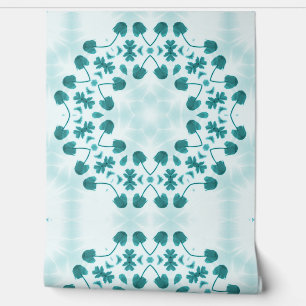 Papel Pintado Floral abstracto azul turquesa