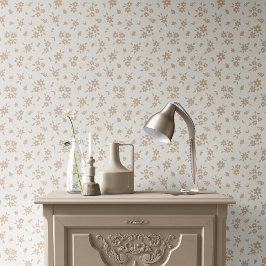 Papel Pintado Floral Alegre Silenciada Neutra Suave Crema Beige 