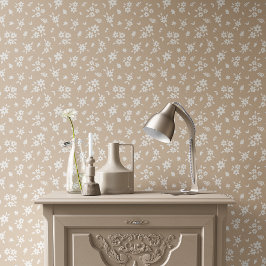 Papel Pintado Floral Alegre Silenciada Neutra Suave Pálida Marró