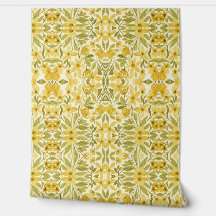 Papel pintado floral amarillo - Patrón botánico
