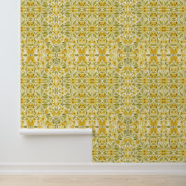 Papel pintado floral amarillo - Patrón botánico