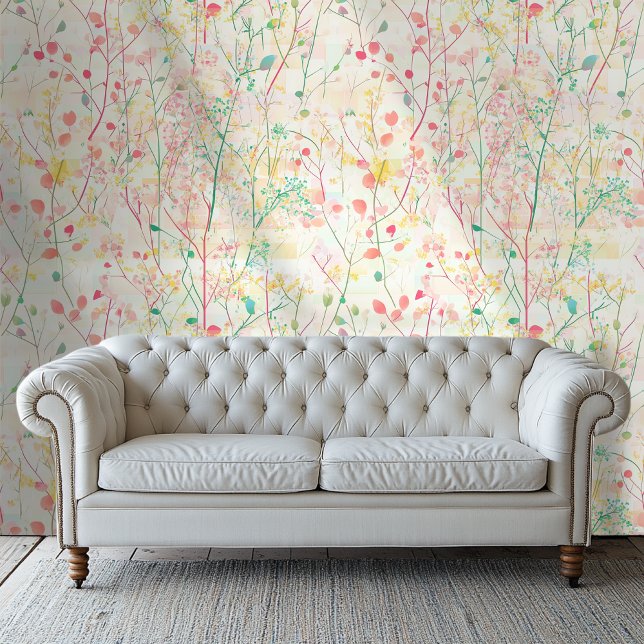 Papel Pintado Floral artística rosa y verde delgada (Subido por el creador)