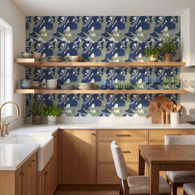 Papel pintado floral azul moderno oscuro (Subido por el creador)