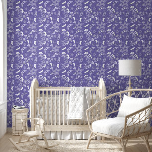Papel Pintado Floral blanca con fondo peringuil