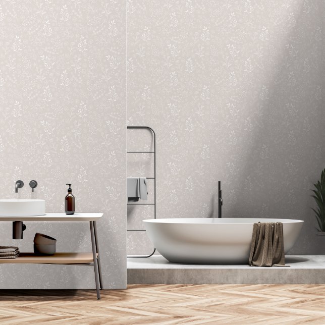 Papel Pintado Floral blanca elegante (Baño)