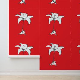 Papel Pintado Floral Blanca Rojo