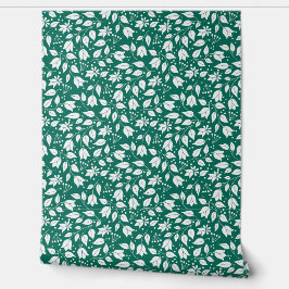 Papel Pintado Floral blanca y esmeralda