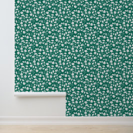 Papel Pintado Floral blanca y esmeralda