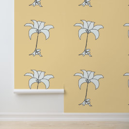 Papel Pintado Floral Blanco Beige