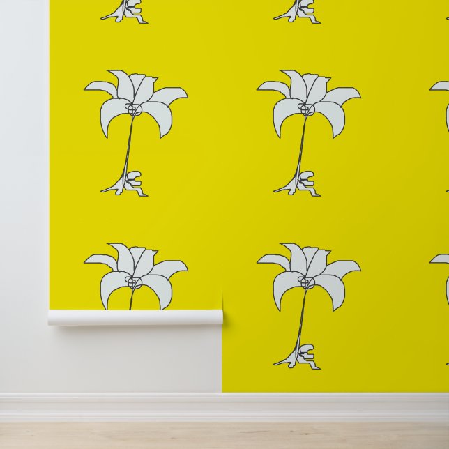 Papel Pintado Floral Blanco Limón Amarillo (Solicitud)