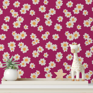 Papel Pintado Floral Blanco Negrita Morado Pega y Despega