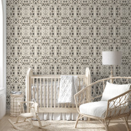 Papel pintado floral blanco negro - Damask elegant