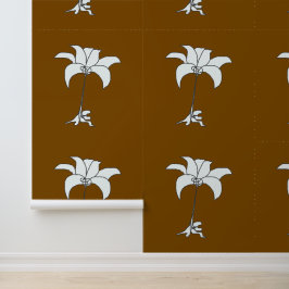Papel Pintado Floral Blanco Rico Marrón
