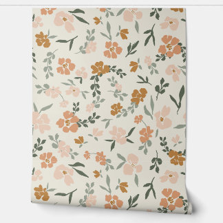 Papel Pintado Floral bohemiana beige (rosa, verde, beige)
