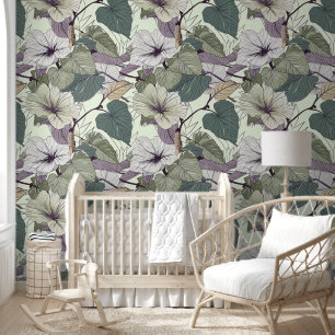 Papel Pintado Floral botánica verde