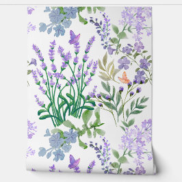 Papel pintado floral botánico púrpura azul