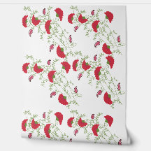 Papel pintado floral clásico rojo y botánico de ca